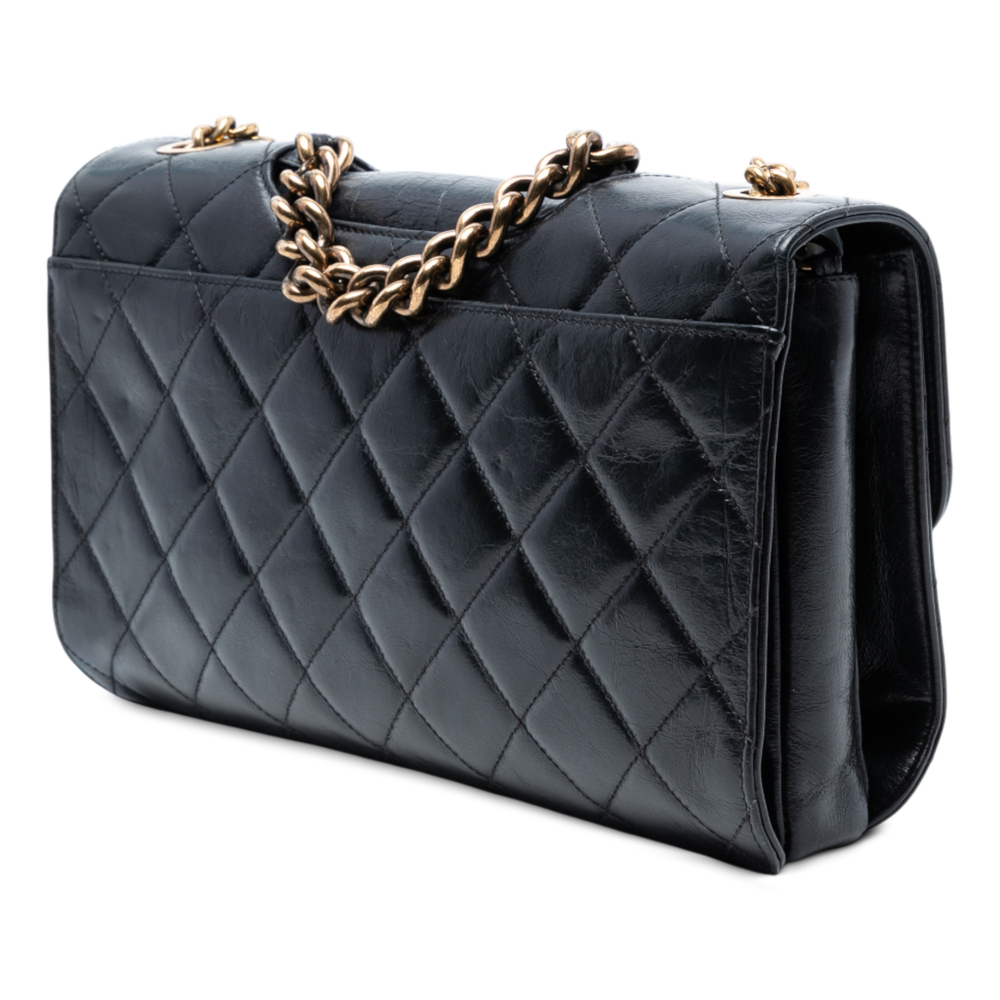 Pre-Loved Chanel Large CC Quilted Glazed Calfskin Perfect Edge Flap - Picture 2 of 8